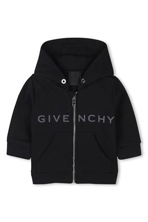 Black organic cotton blend hoodie GIVENCHY KIDS | H3063609B